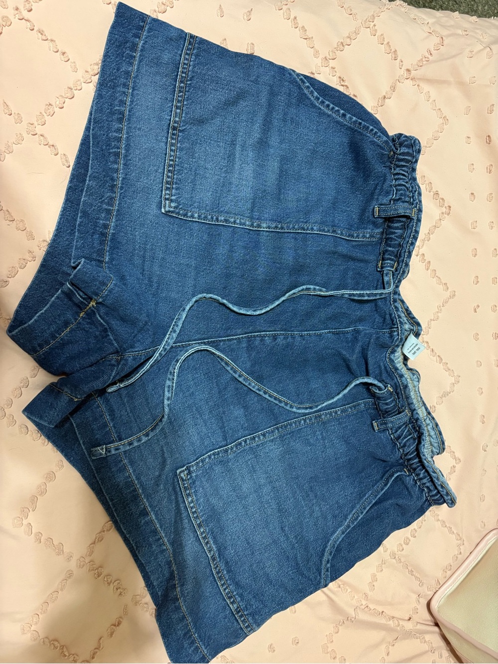 Time and Tru Dark Blue Elastic Waist Denim Shorts